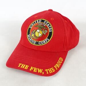 United States Marine Corps Military Hat Cap Adjustable Hook Loop Strapback Red